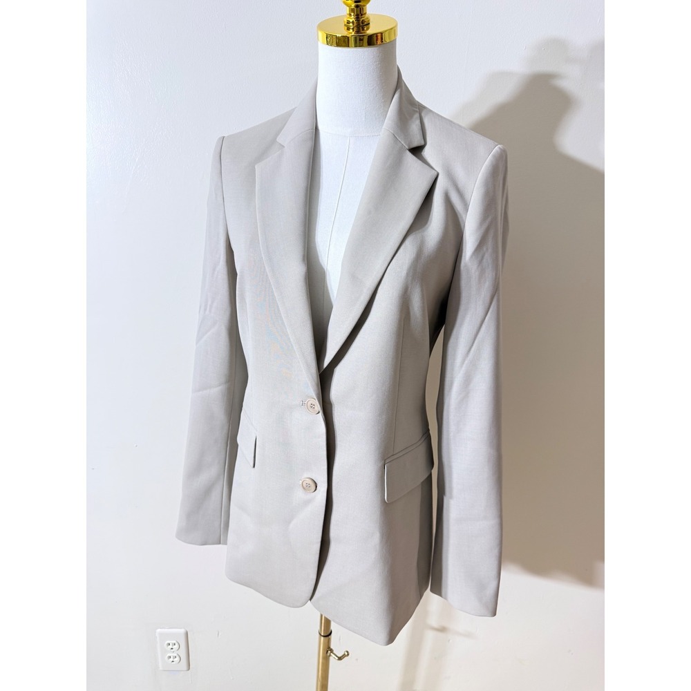 Theory Aaren Contour Beige Virgin Wool Blazer Jacket Size‎ 4 G0201103